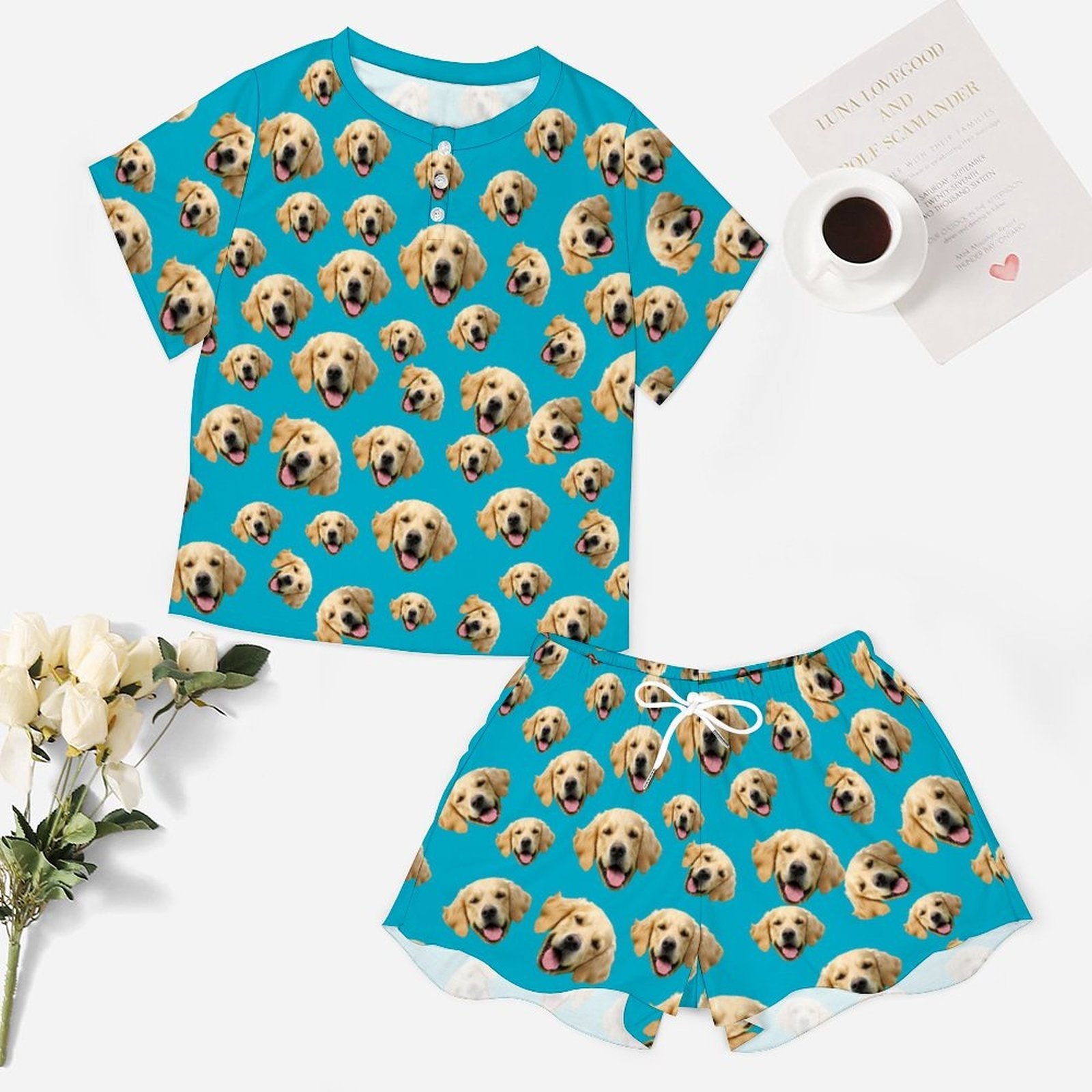 WEPRINTMEWomen Short Sleeve PajamasPersonalized Pet Pajamas Pets Everywhere Women's Short Sleeve Pajama Set
