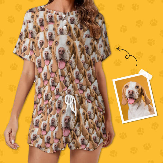 WePrintMeWomen Short Sleeve PajamasPersonalized Pet Pajamas Seamless Pet Women's Short Sleeve Pajama Set