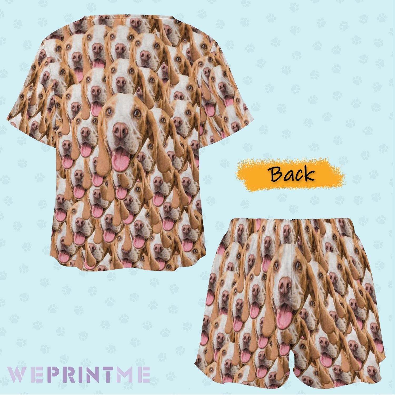 WEPRINTMEWomen Short Sleeve PajamasPersonalized Pet Pajamas Seamless Pet Women's Short Sleeve Pajama Set