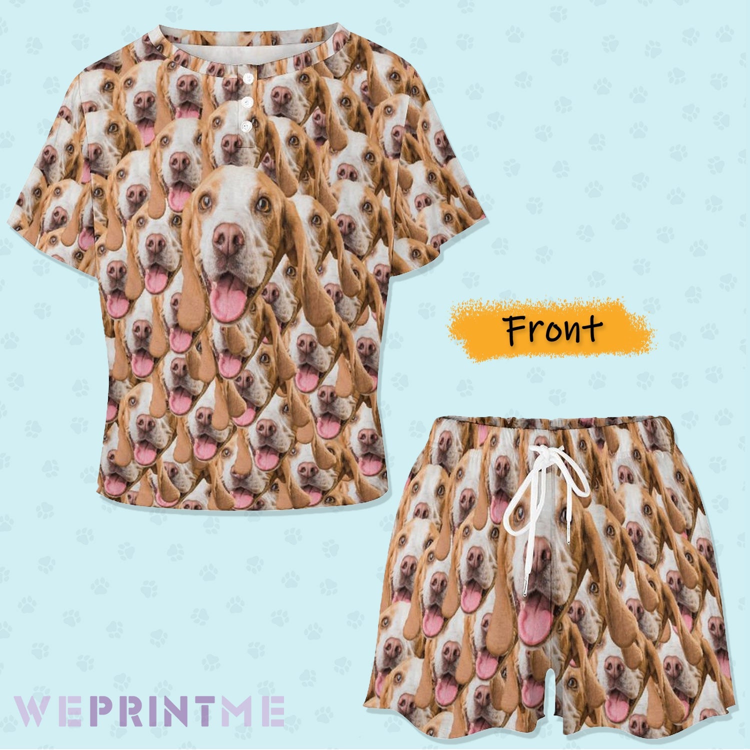 WEPRINTMEWomen Short Sleeve PajamasPersonalized Pet Pajamas Seamless Pet Women's Short Sleeve Pajama Set