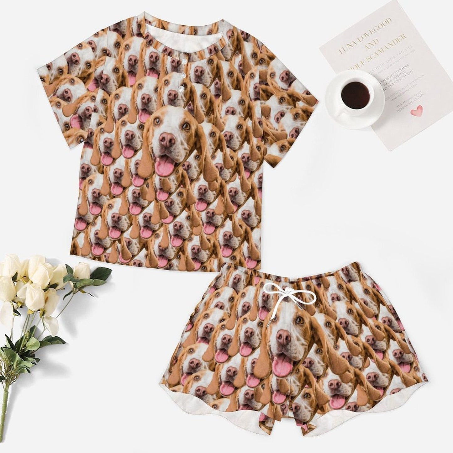 WEPRINTMEWomen Short Sleeve PajamasPersonalized Pet Pajamas Seamless Pet Women's Short Sleeve Pajama Set