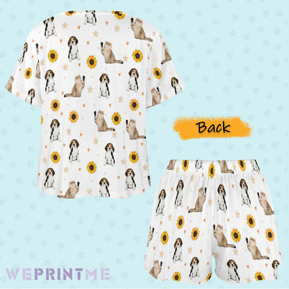 WEPRINTMEWomen Short Sleeve PajamasPersonalized Pet Pajamas Sun Flower Women's Short Sleeve Pajama Set