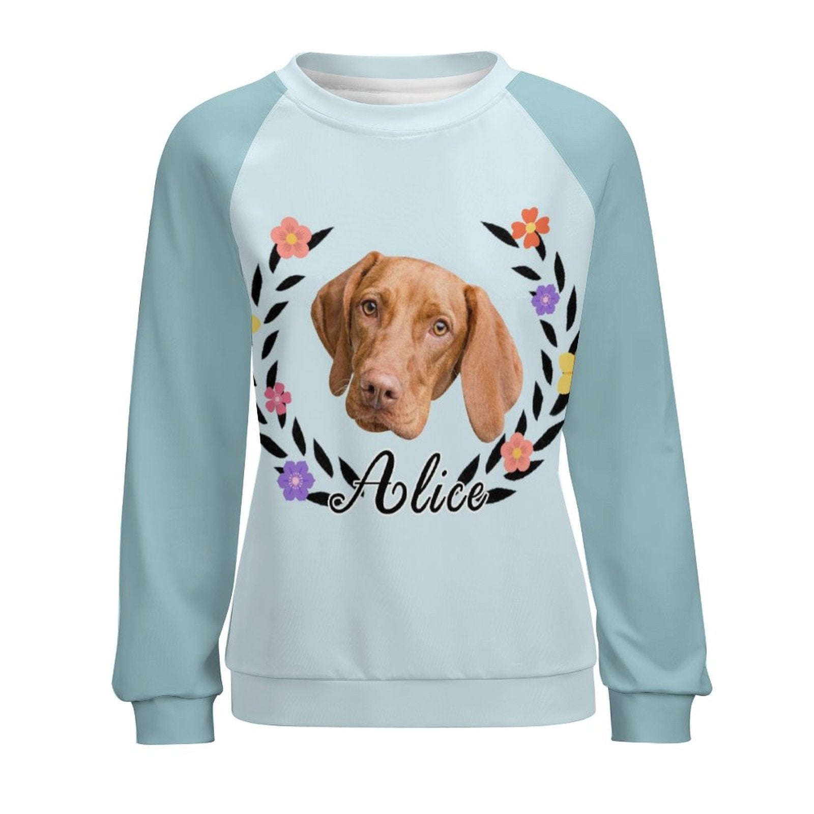 WEPRINTMEWomen's SweatshirtCustom Pet Face and Name Wreath Women's Sweatshirt